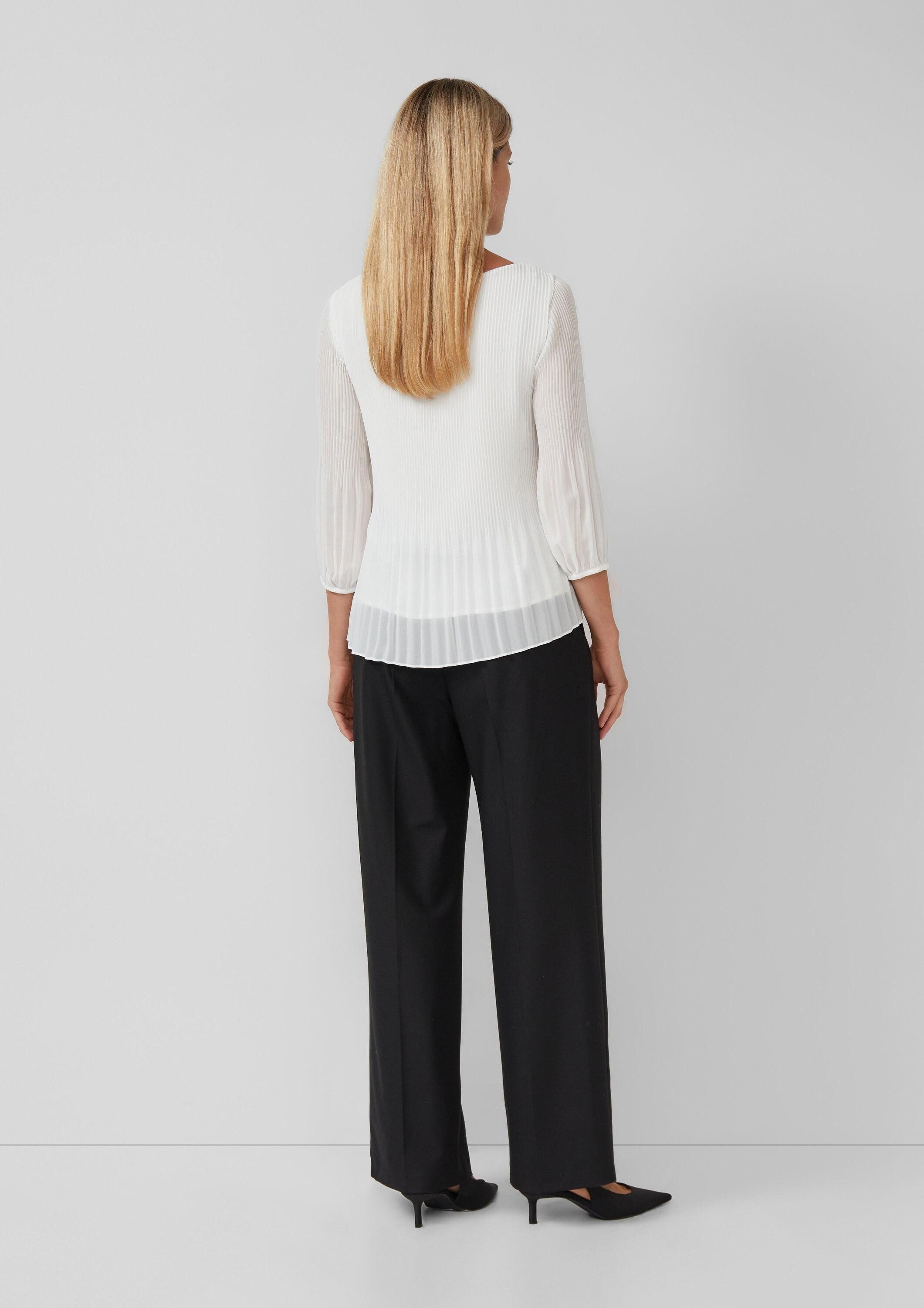 s.Oliver Kurzarmbluse Bluse Plisseebluse mit 3/4-Arm