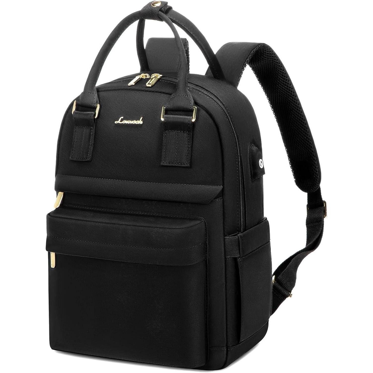 LuxusKollektion Cityrucksack 13,3 Zoll Damen Rucksack Wasserdicht Schwarz Elegant für Schule Reisen