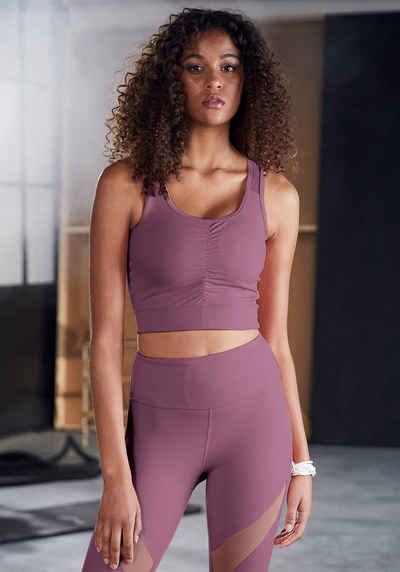 LASCANA ACTIVE Crop-Top -Sport Top mit Raffung und Mesheinsätze