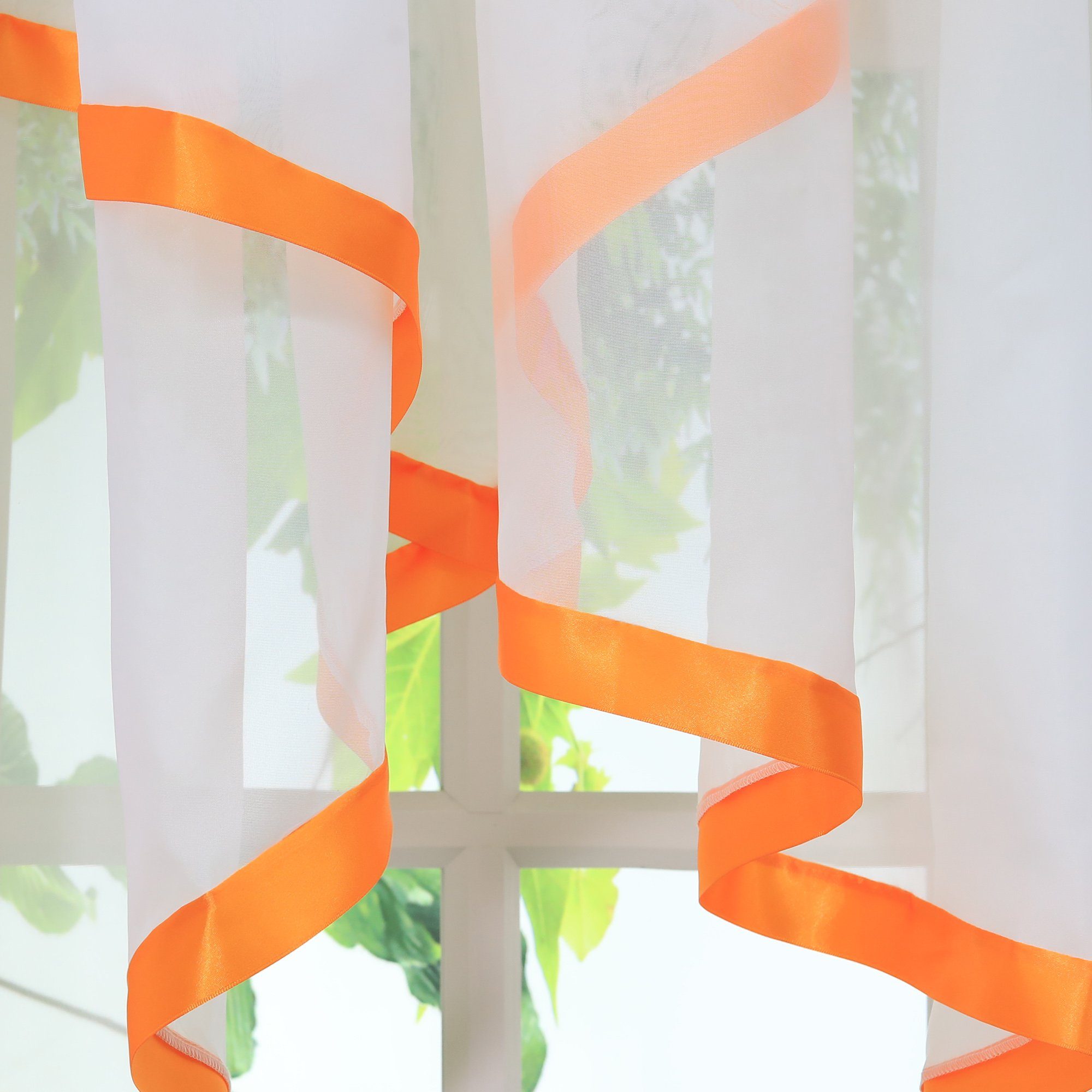 Joyswahl Scheibengardine Claudia Kuvertstore Fenstergardine im klassischen Stil (1 St), Kräuselband, transparent, Voile, Dreieckiger Abschluss mit Satinband, fü – Bild 4 von 5