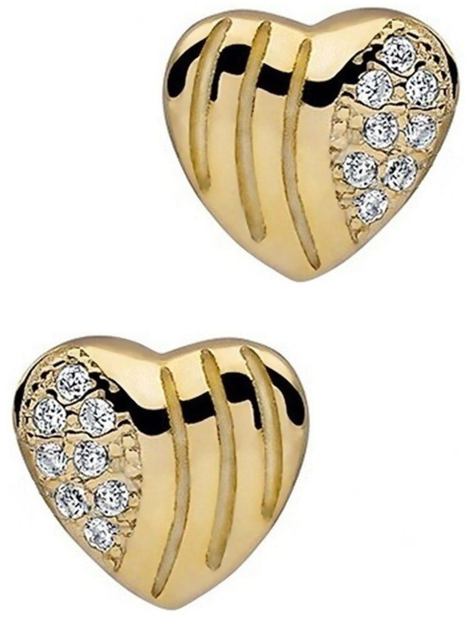 Valentinstagsgeschenk Goldene Hufeisen Paar Ohrstecker Elegante Herz Zirkonia Ohrringe für Damen (inkl. Etui, inkl. Etui), 925 Sterling-Silber, vergol