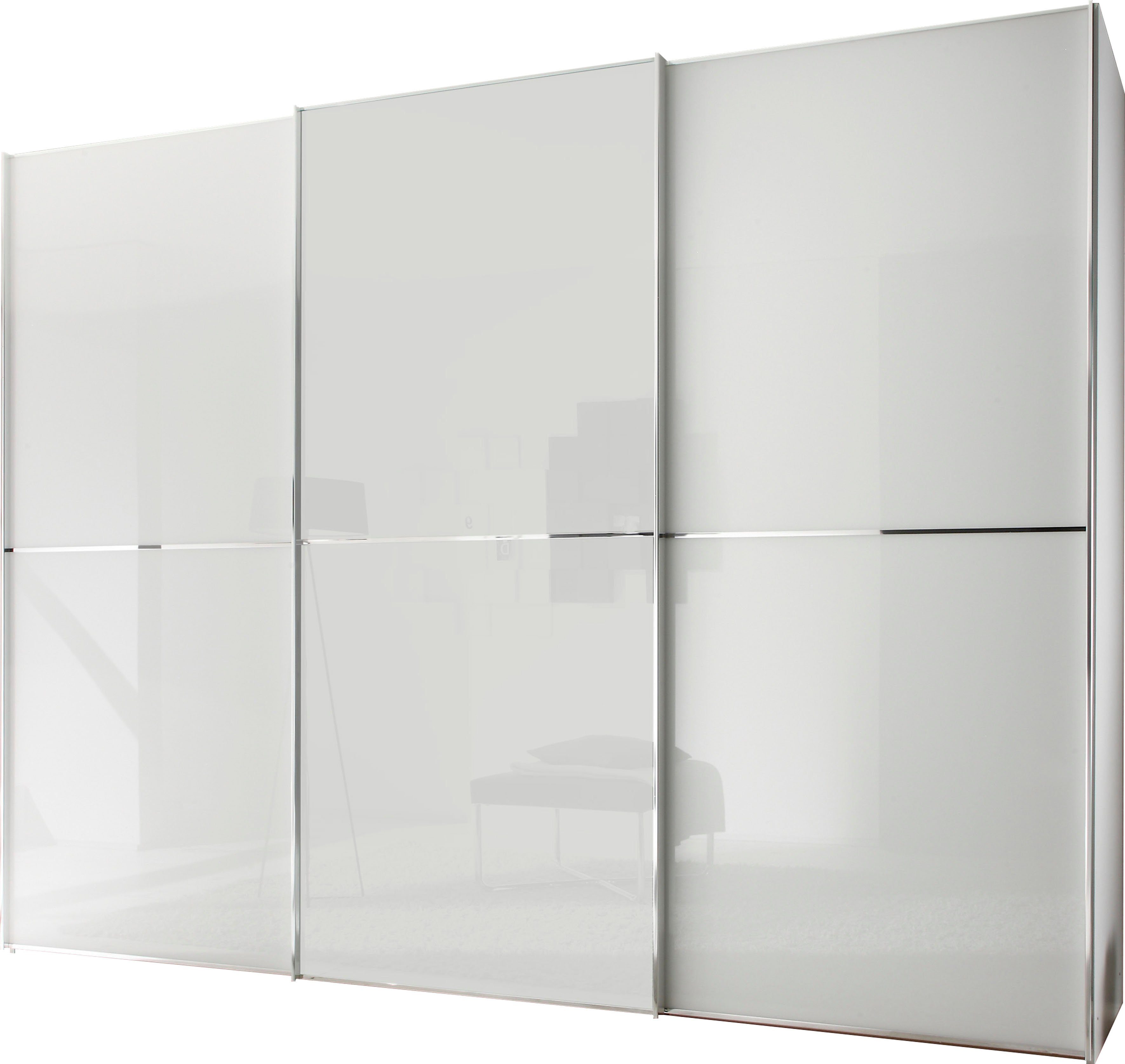 STAUD Schwebetürenschrank Sinfonie Plus, edles Design in hochwertiger Qualität, Made in Germany Mit Glasfront und vier verschiedenen Ausstattungsvarianten