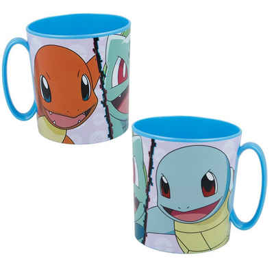POKÉMON Kindergeschirr-Set Kinder Tasse Pokémon 350 ml Kunststoff Henkel-Becher Trink-Becher, Kunststoff