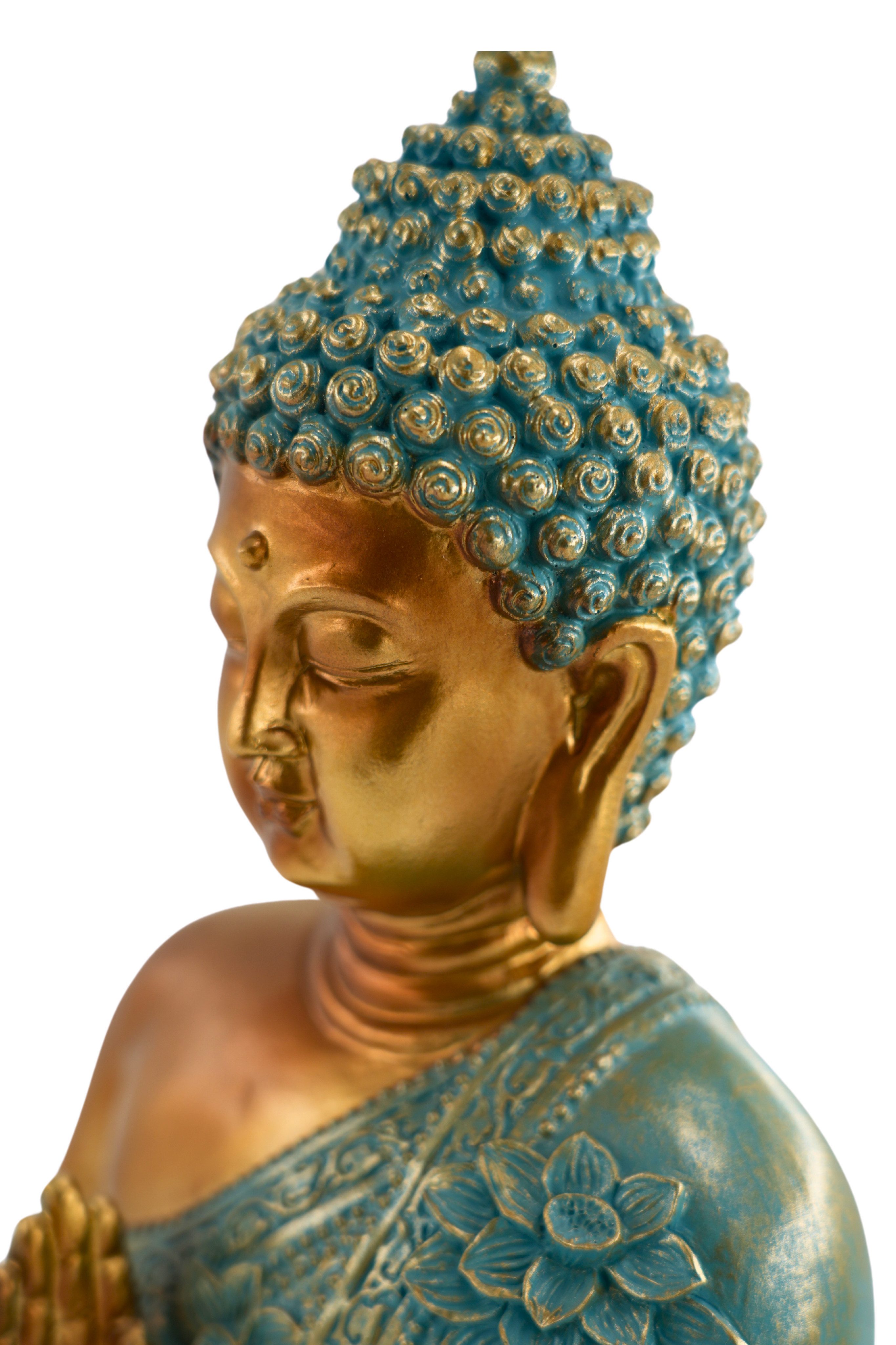 MF Buddhafigur Avalokiteshvara in Mintgrün, Elegante Buddha Skulptur, 31,5 cm – Bild 5 von 5