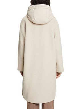 Esprit Collection Wollmantel Wattierter Wollmix-Mantel mit abnehmbarer Kapuze