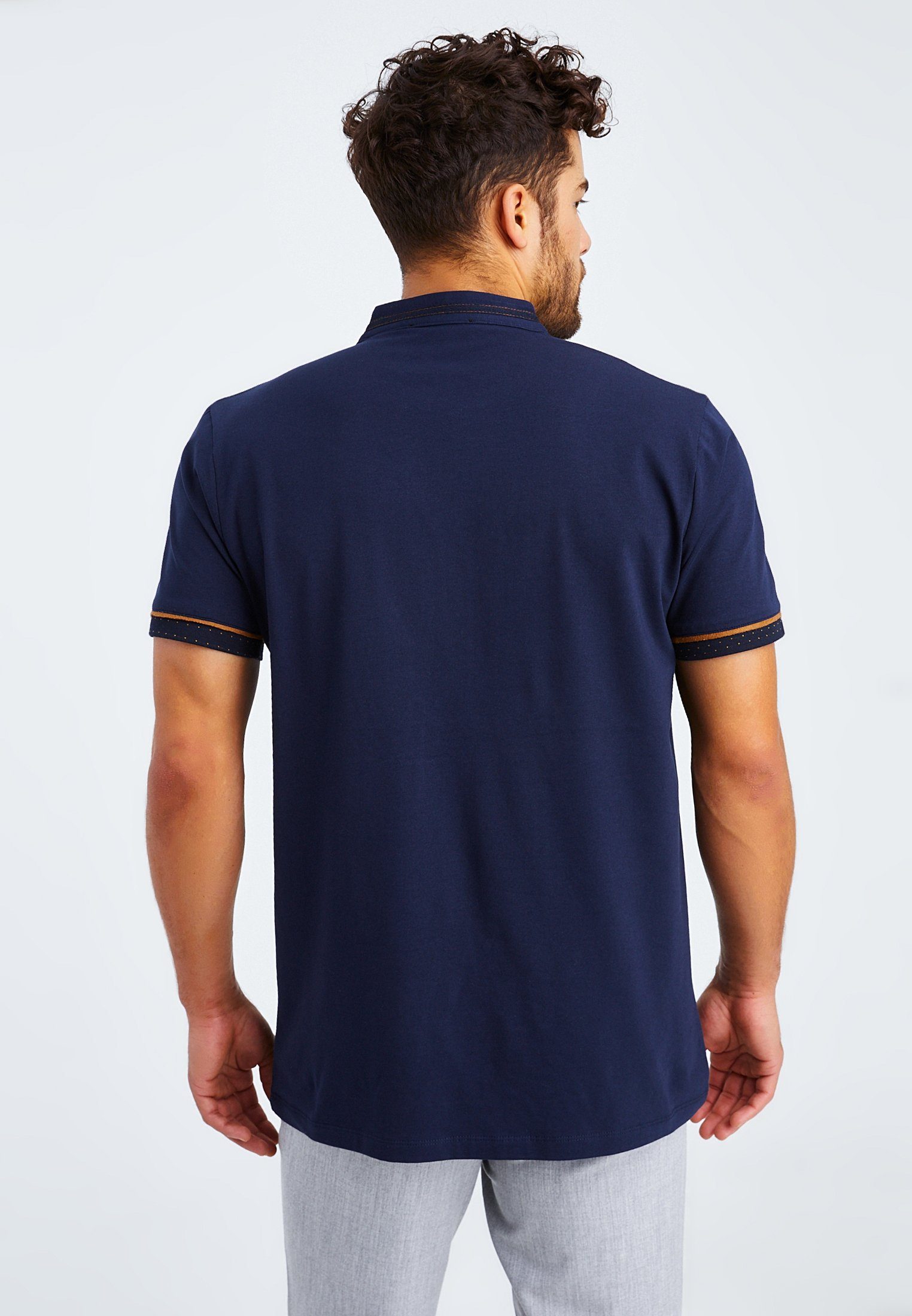 blau Leif T-Shirt LN-55750 Nelson V-Ausschnitt