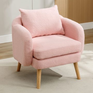 Odikalo Polsterstuhl Sofa-Sessel Einzelsofa Teddy-Samt mit Kissen Freizeitstuhl mehrfarbig