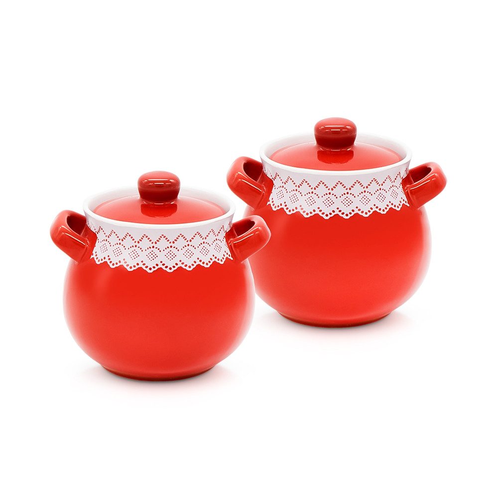 Auflaufform Keramiktopf-Set Rodina 2 x 0,65 L Schmortopf Suppentopf Keramik Ofen, Keramik