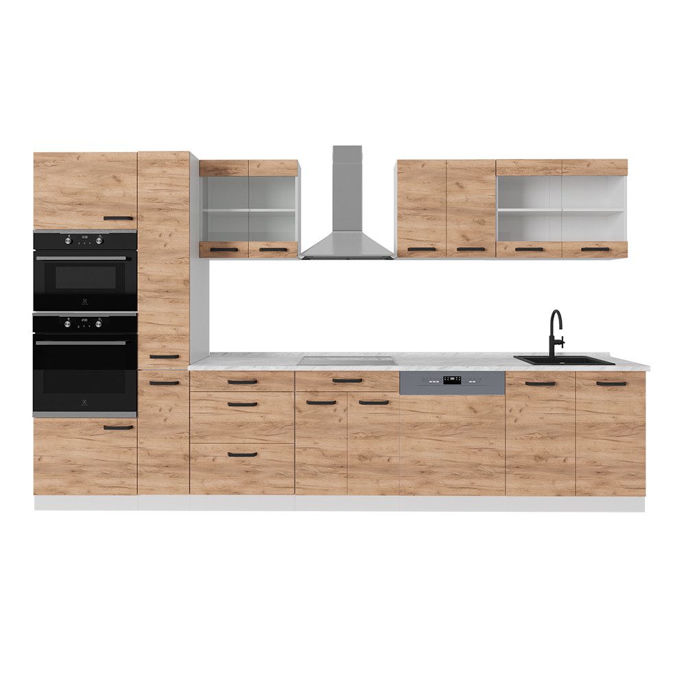 Vicco Küchenzeile R-Line, Goldkraft Eiche/Weiß/Weiß, 350 günstig online kaufen