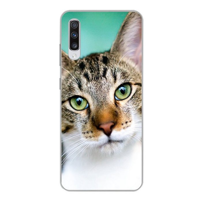 MuchoWow Handyhülle Katze - Porträt - Augen Phone Case Handyhülle Samsung Galaxy A70 Silikon Schutzhülle