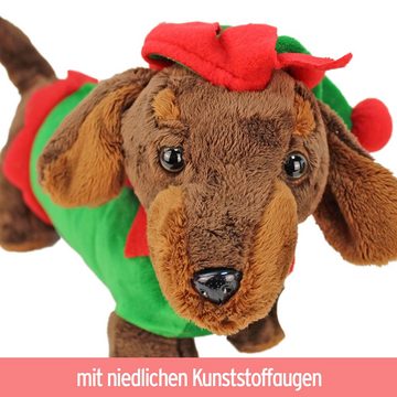 Tierkuscheltier Dackel Kuscheltier "Thilo" mit Weihnachtskostüm - ca. 30 cm