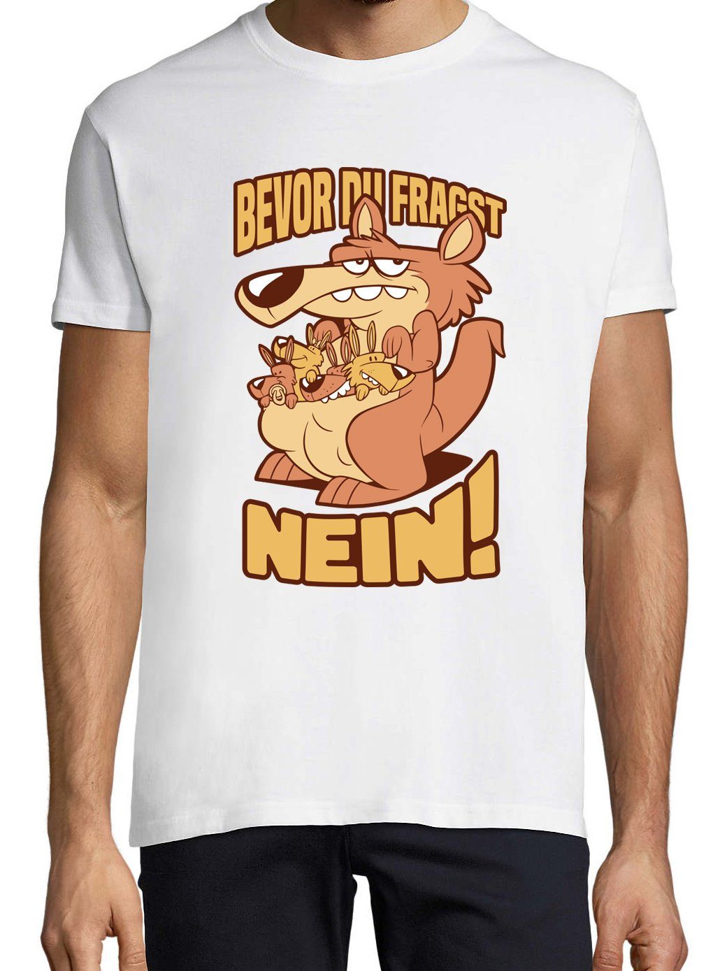 Designz FRAGST lustigem DU Print-Shirt Youth T-Shirt Spruch NEIN BEVOR mit Herren Weiß Aufdruck