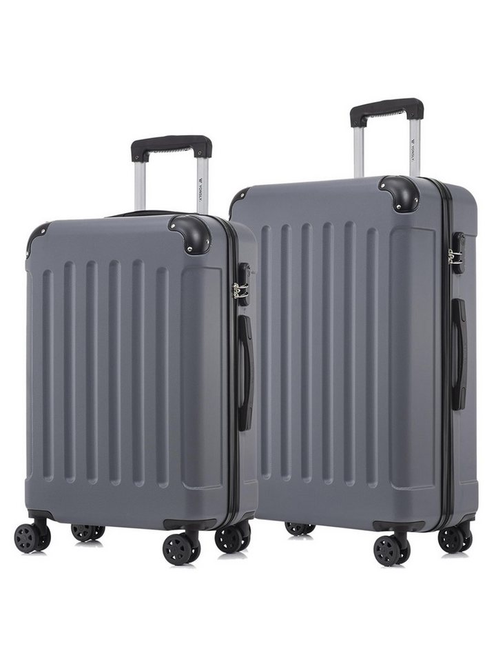 YONSLY Trolleyset Hartschalen-Reisekoffer Rollkoffer Trolley Gepäckset aus ABS, 4 Rollen, (Reiseset, 2 tlg., Größen L&XL), mit 360° Doppelrollen, Zahlenschloss und ergonomischem Gummigriff