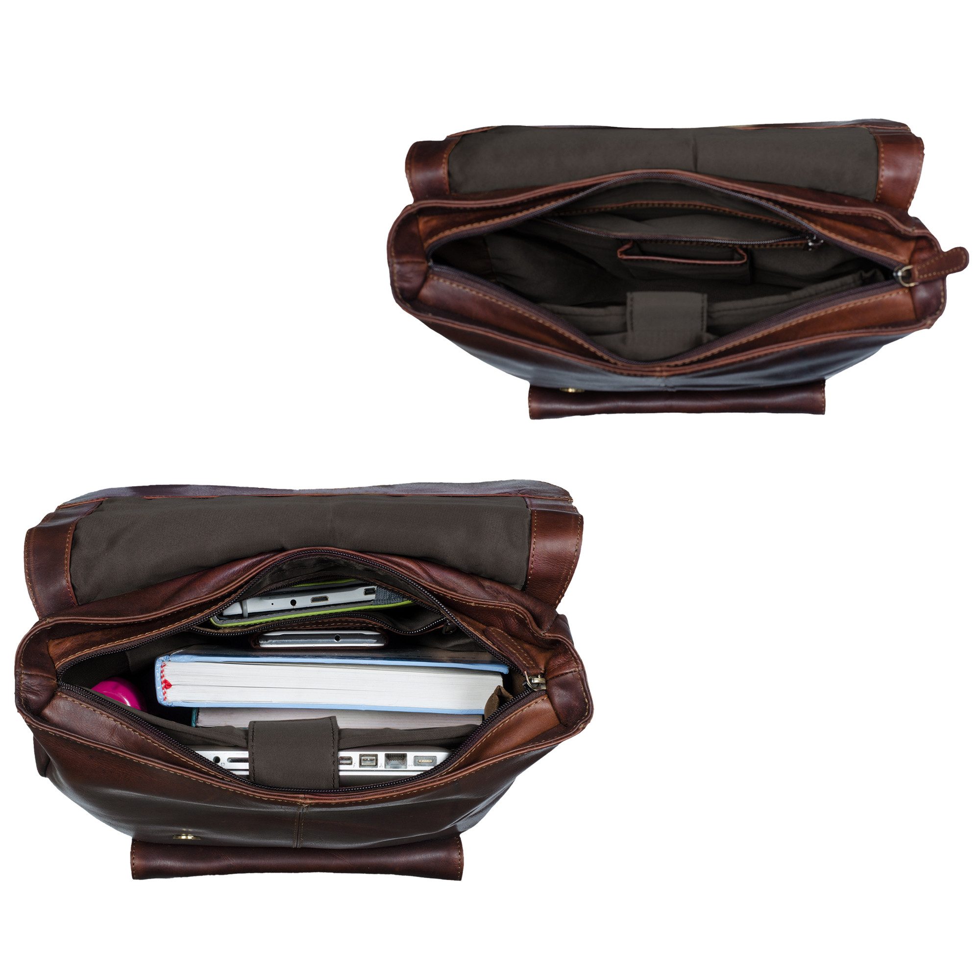 STILORD Notebook-Rucksack "Manila" Vintage Leder Rucksack Damen Herren mit Laptopfach 15 16"