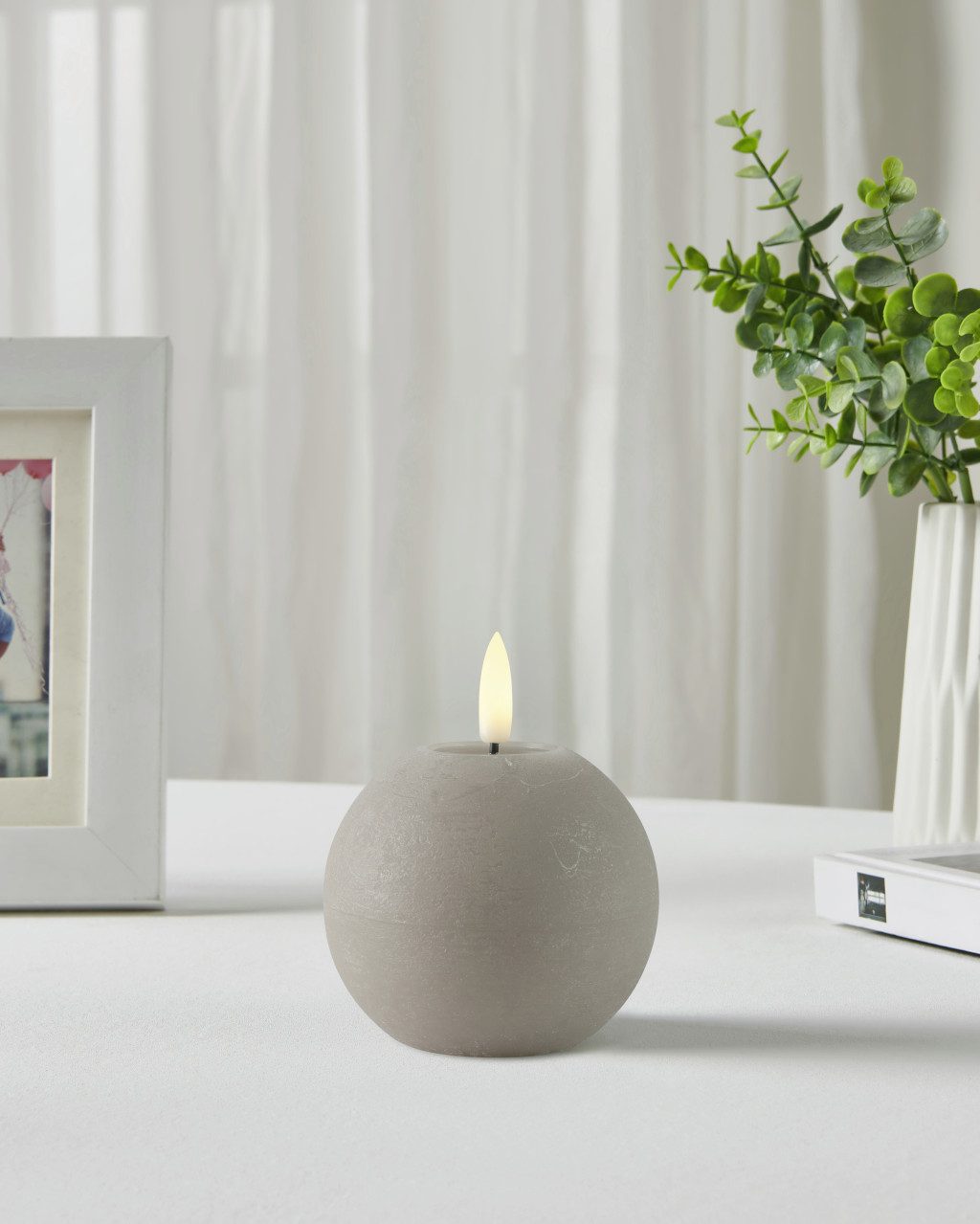 EGLO LED-Kerze Eglo LED Kerze Leskino warmweiß 8 x Ø 8 cm taupe
