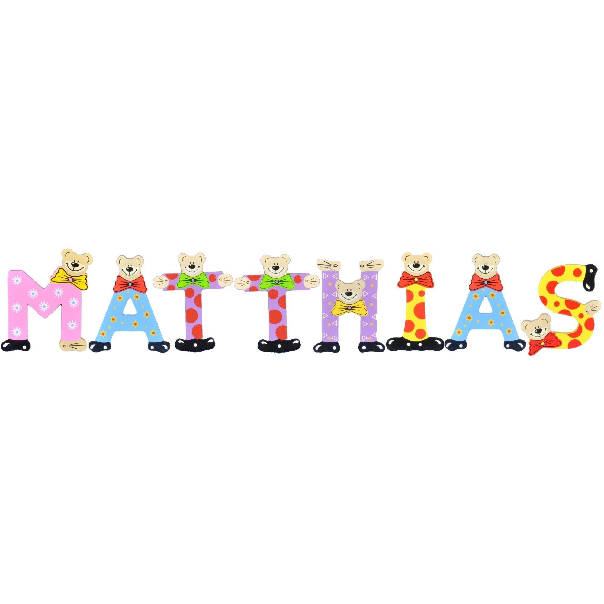 Holz-Buchstaben MATTHIAS Playshoes St), Kinder Namen-Set, - sortiert (Set, 8 Deko-Buchstaben