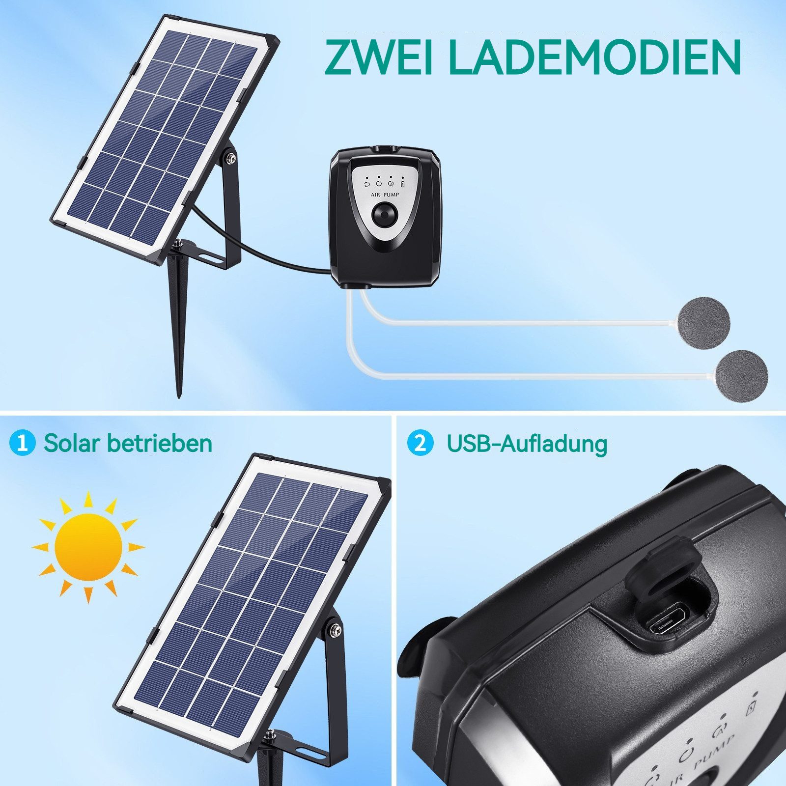 BlingBin Solarpumpe 2.5W Solar-Teich-Oxygenator-Teichluftpumpe Solar-Teichb günstig online kaufen