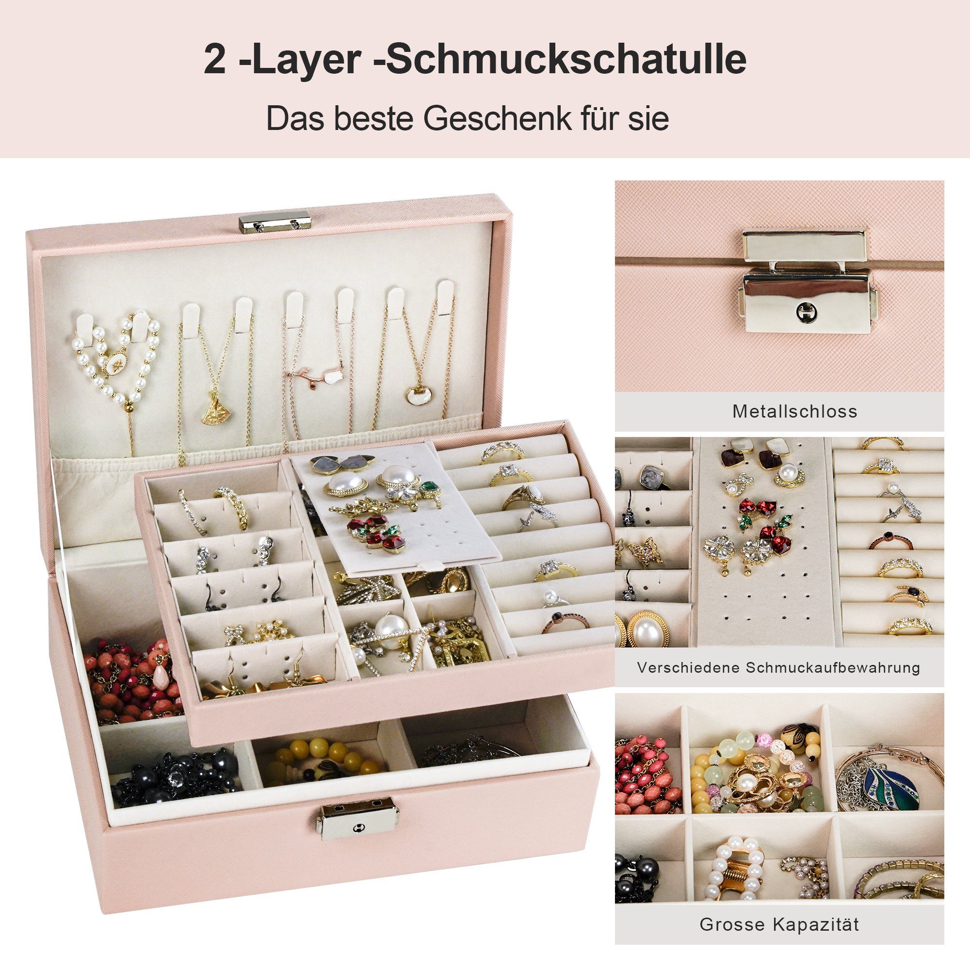AdelDream Schmuckkasten Schmuckkästchen Damen Mädchen Schmuckaufbewahrung