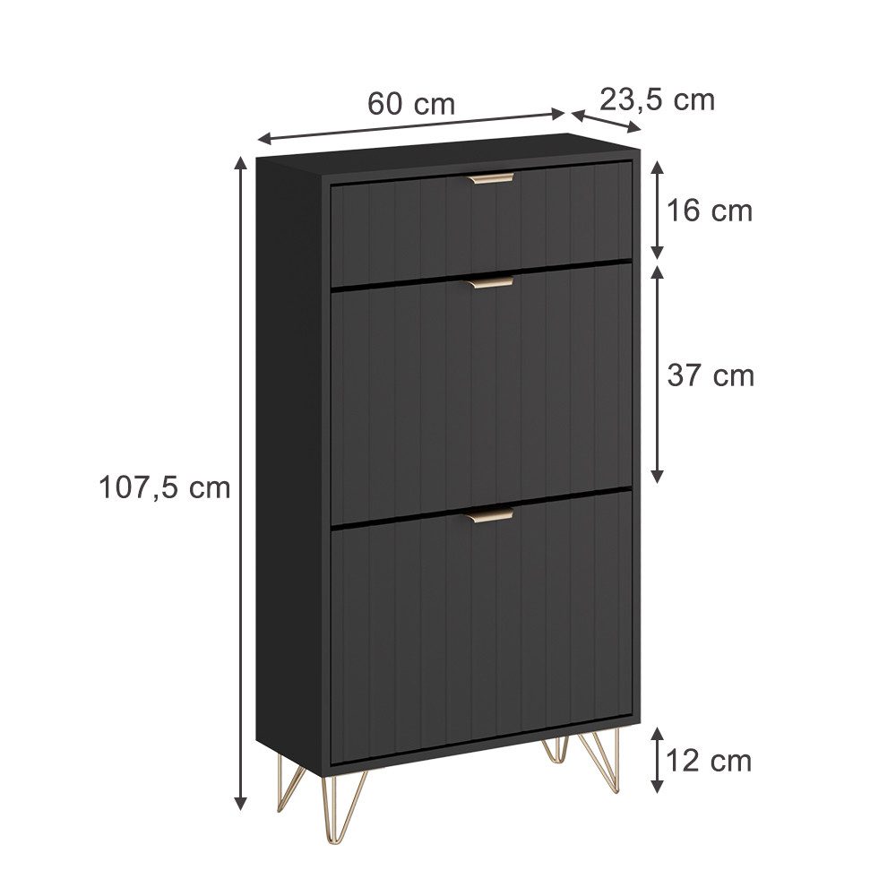 Vicco Schuhschrank Helge, Schwarz, 60 x günstig online kaufen