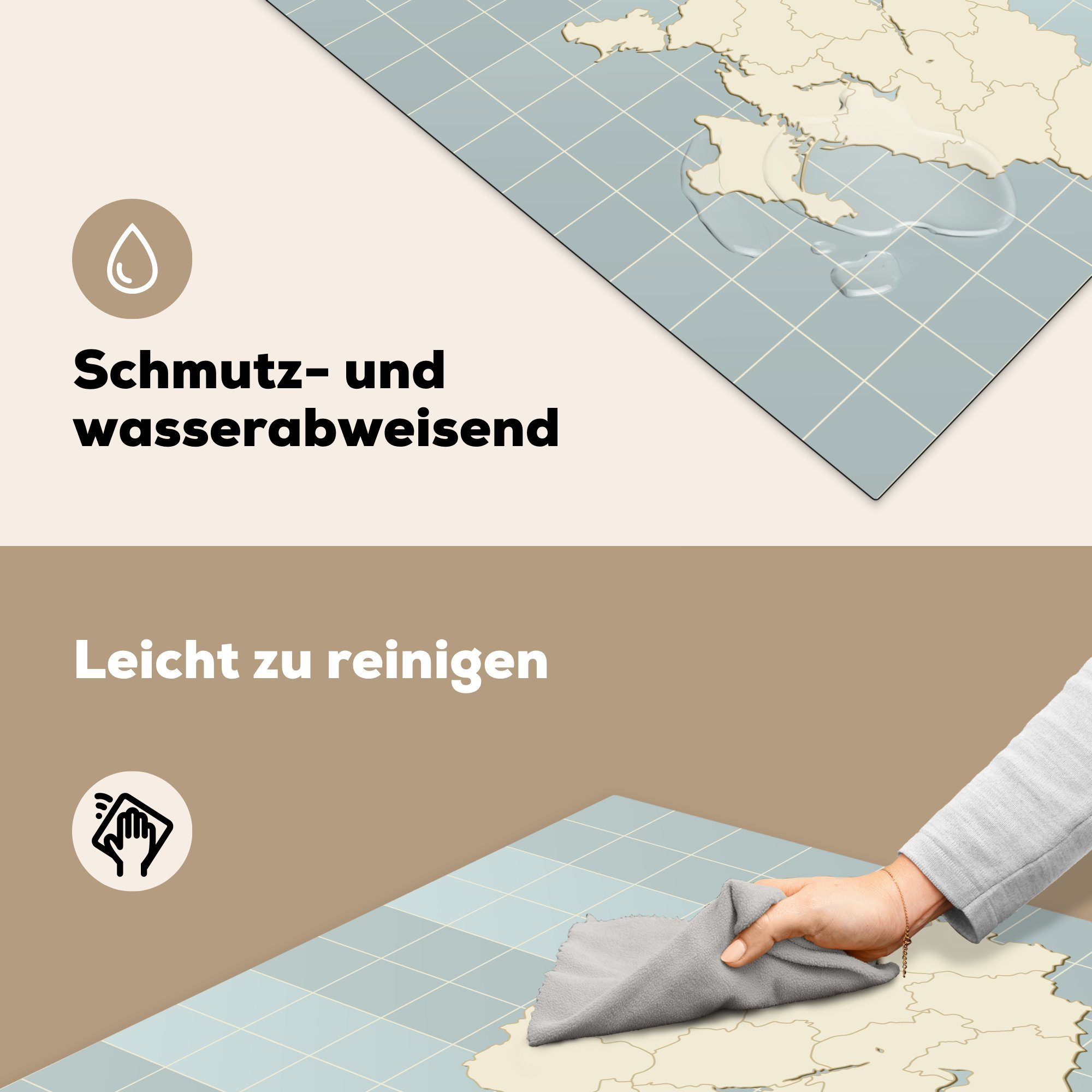 für einem (1 Herdblende-/Abdeckplatte 78x78 Vinyl, tlg), der Illustration cm, küche schachbrettartigen Hintergrund, Ukraine vor MuchoWow Ceranfeldabdeckung, Arbeitsplatte