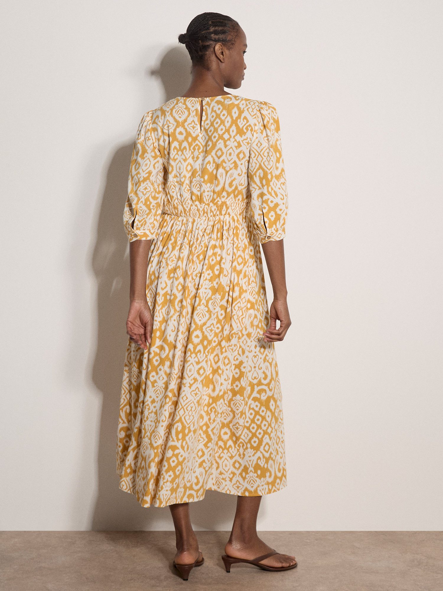Apricot Midikleid Tapestry Ikat Midi-Kleid Gemustert