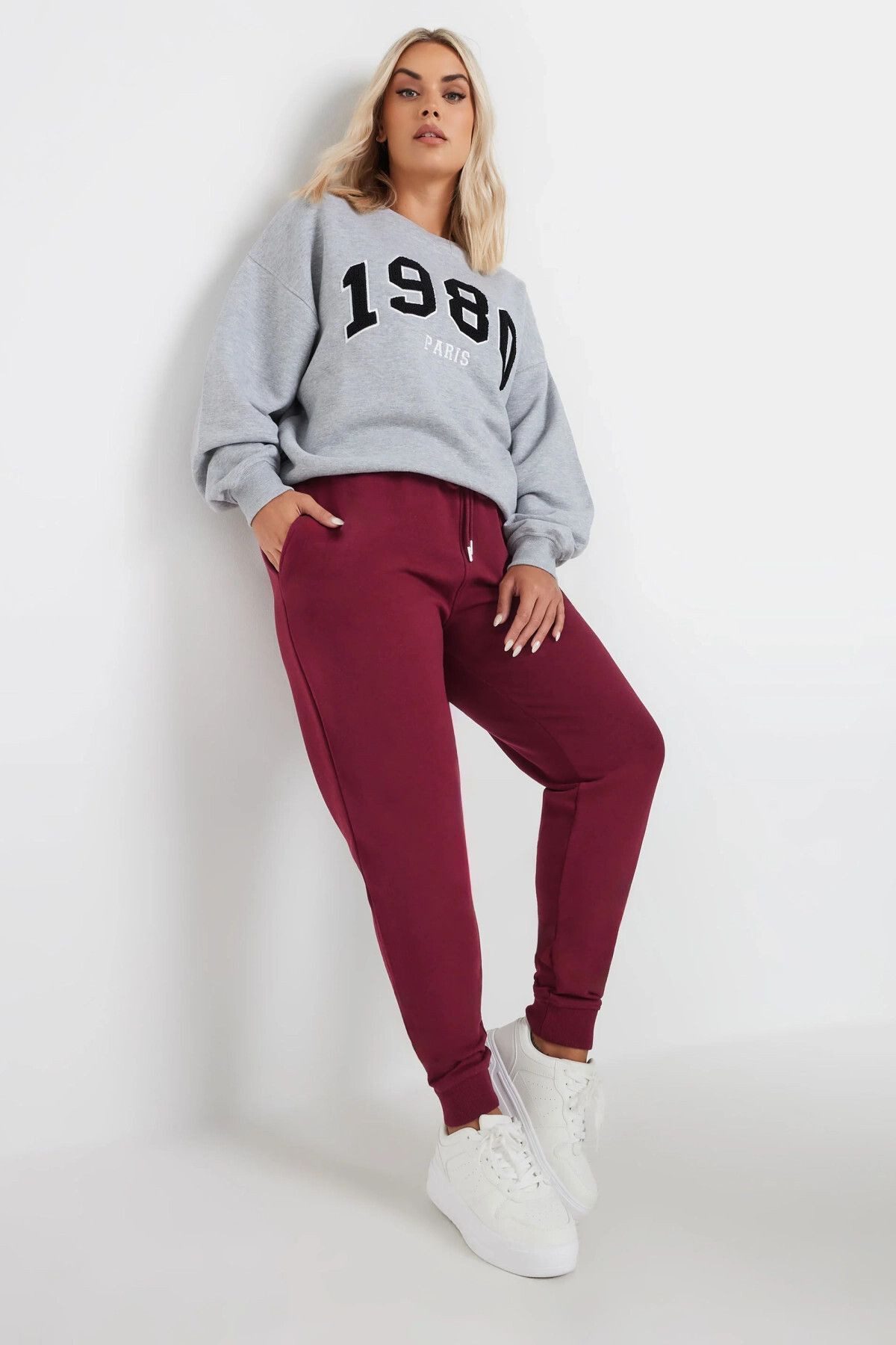 Stil Diva Sweatponcho Jogginghose in Übergröße mit elastischem Bund und Bündchen, schmal ges