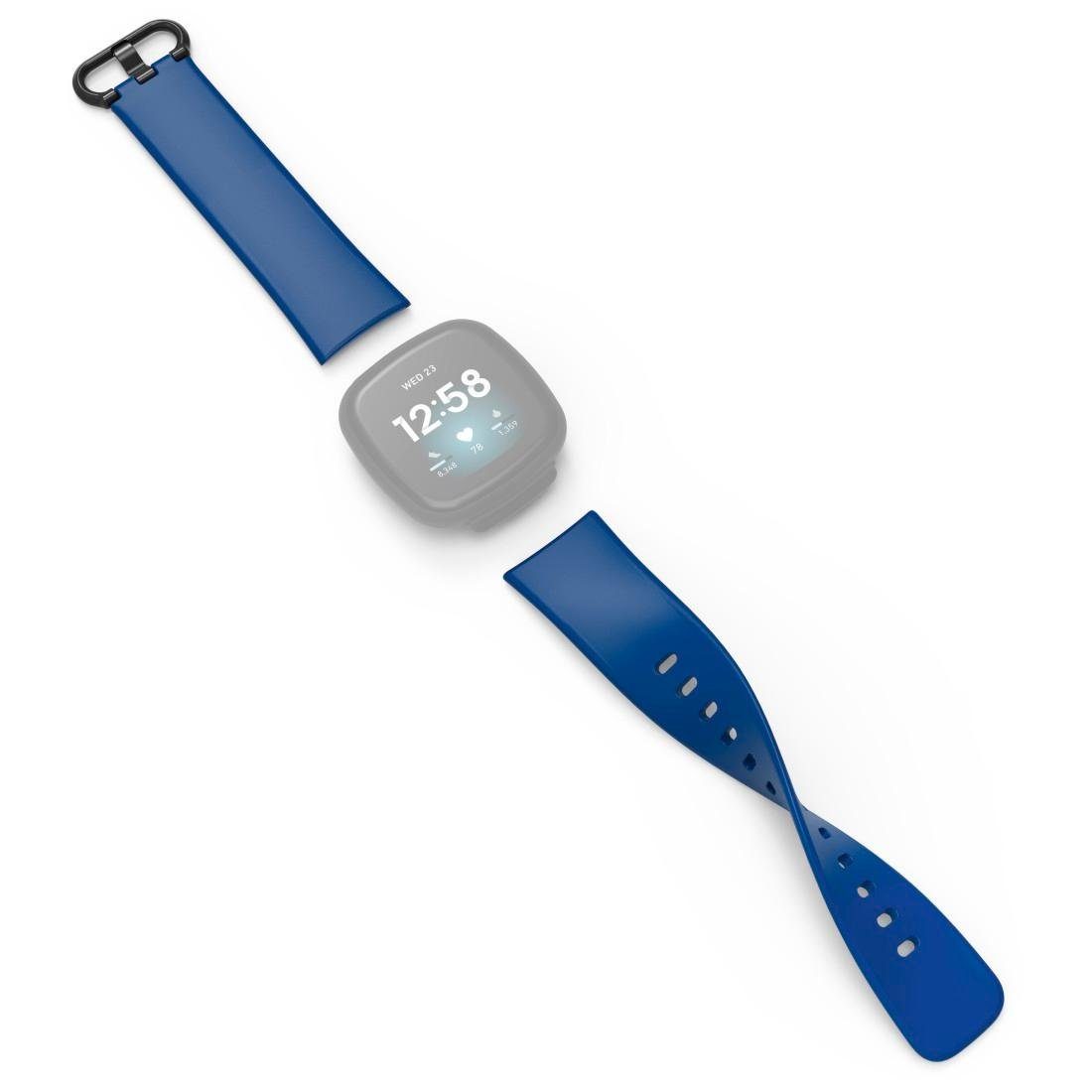 3/4/Sense Ersatzarmband 22 Dunkelblau Fitbit Smartwatch-Armband (2), für cm Hama Versa TPU, cm/21
