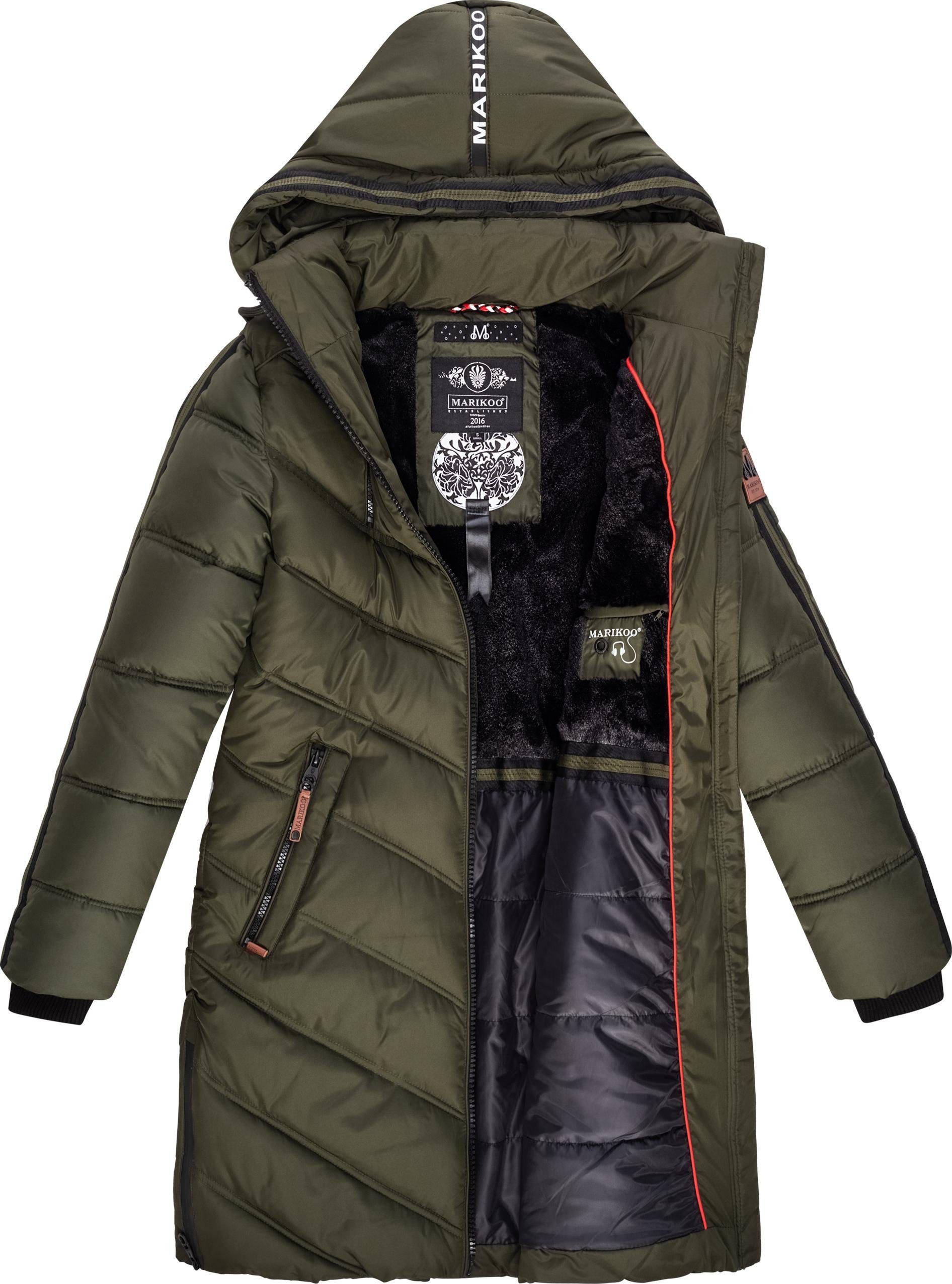 Marikoo Wintermantel Armasa modischer Damen Winter Steppmantel mit Kapuze – Bild 4 von 5