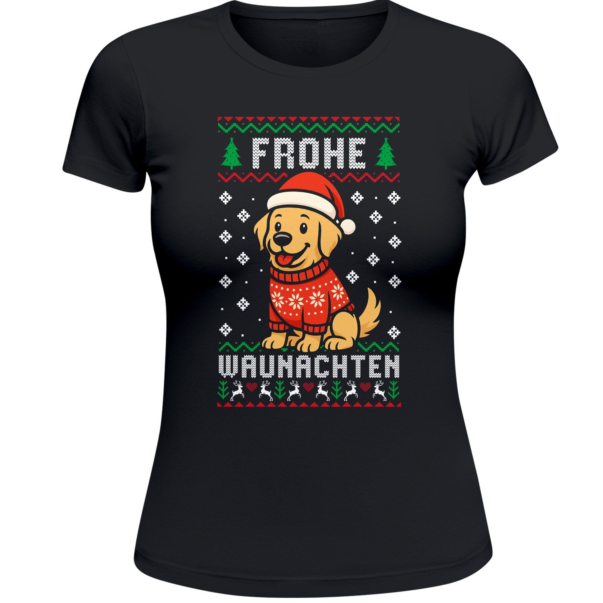 Print-Shirt Weihnachtsshirt Damen Weihnachten Frohe Waunachten Wortspiel Spruch