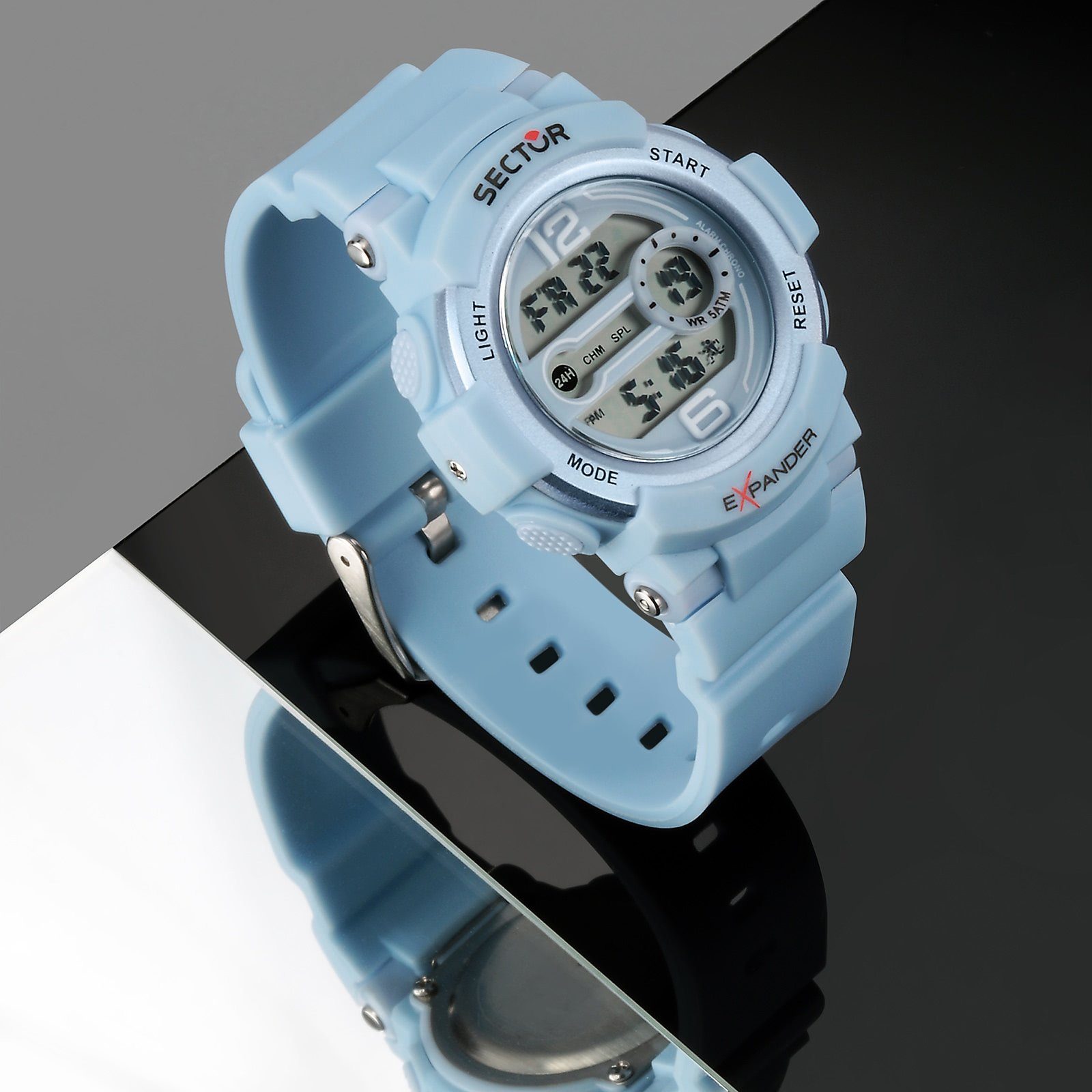 eckig, Sector groß blau, (35,77x48,38mm) Casual Armbanduhr Sector Armbanduhr Digitaluhr PURarmband Digital, Herren Herren