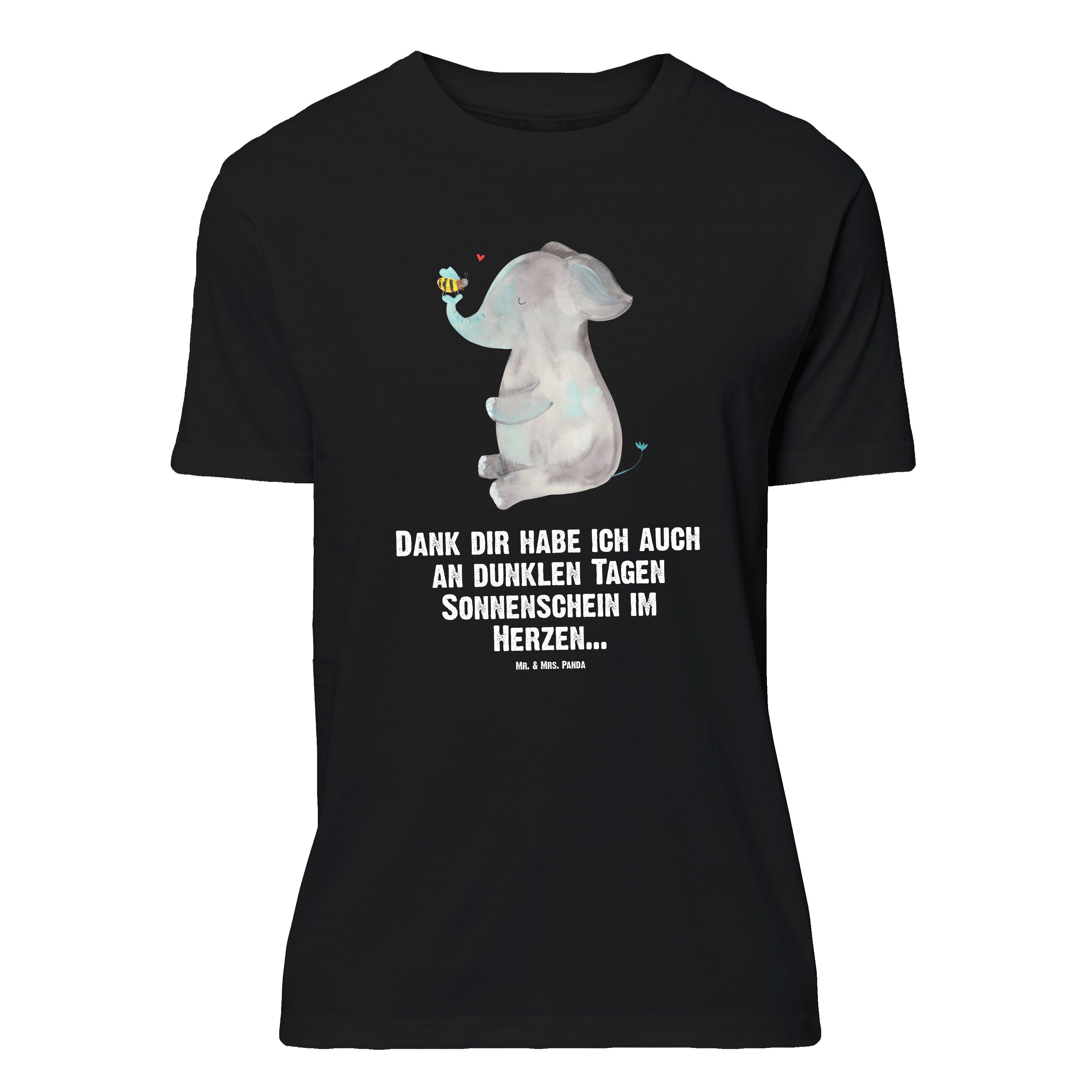 Mr. & Mrs. Panda T-Shirt Elefant Biene, Größe M T-Shirt, Schwarz, Tshirt, Liebesspruch, Shirt, (Packung) Shirt Liebesgeschenk Lustige Sprüche