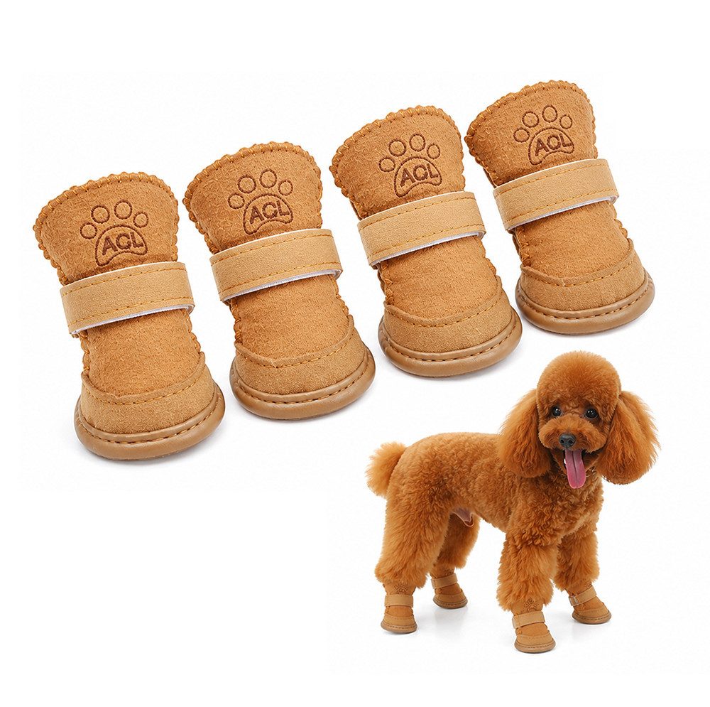 Ledander Pfotenschutz Hundeschuhe winter,warme Plüsch-Hundestiefel,für kleine Hunde, Rutschfeste,hundeschuhe outdoor,für kleine, mittlere und große Hunde