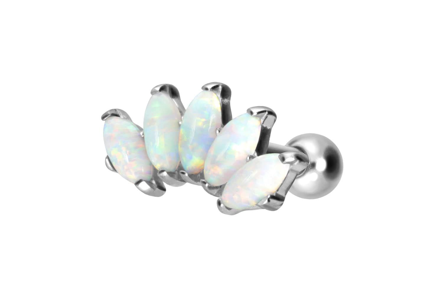 Piercing-Set Titan Ohrpiercing mit Innengewinde BOGEN + SYNTHETISCHE OPALE