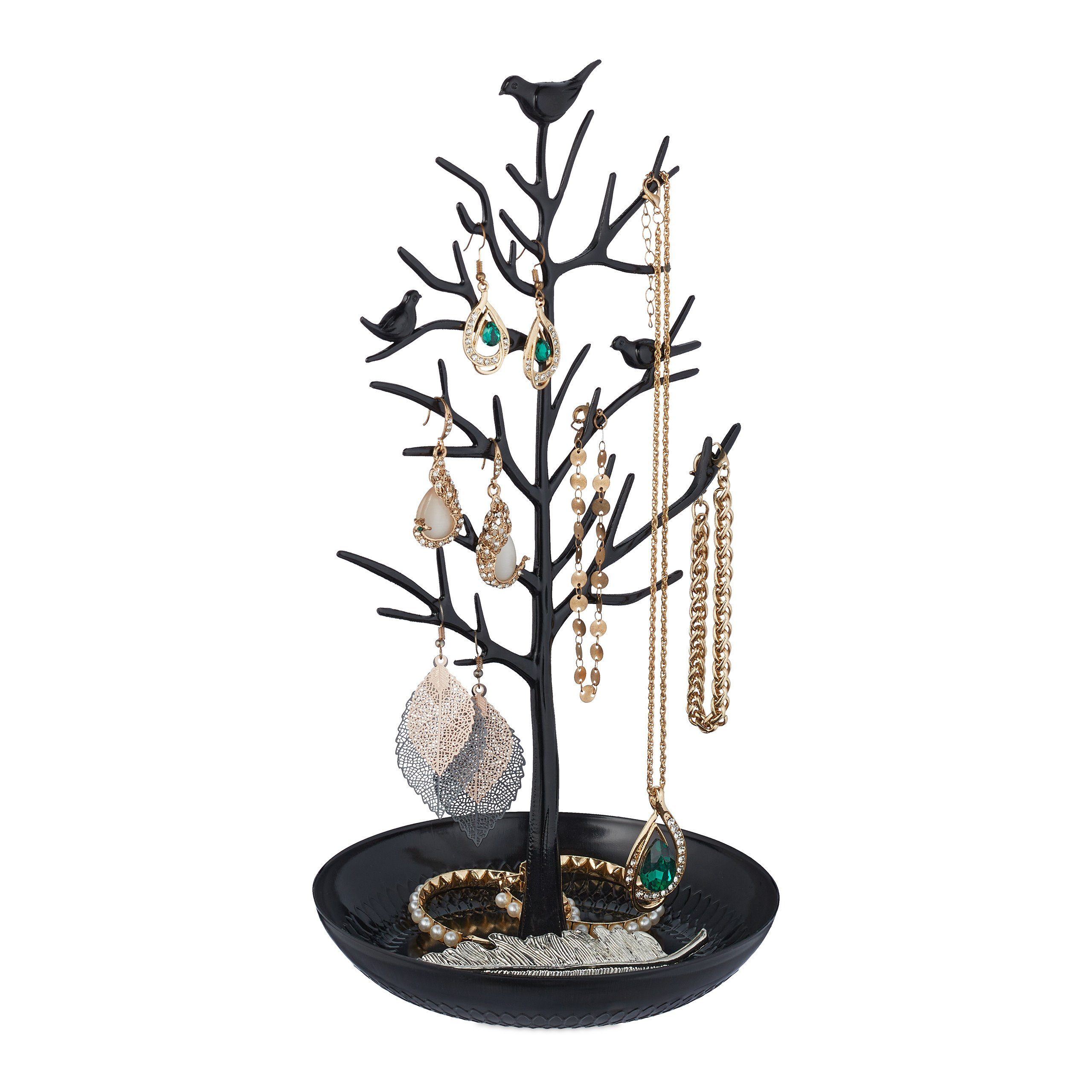 relaxdays Schmuckständer Baum (1 St), schwarz