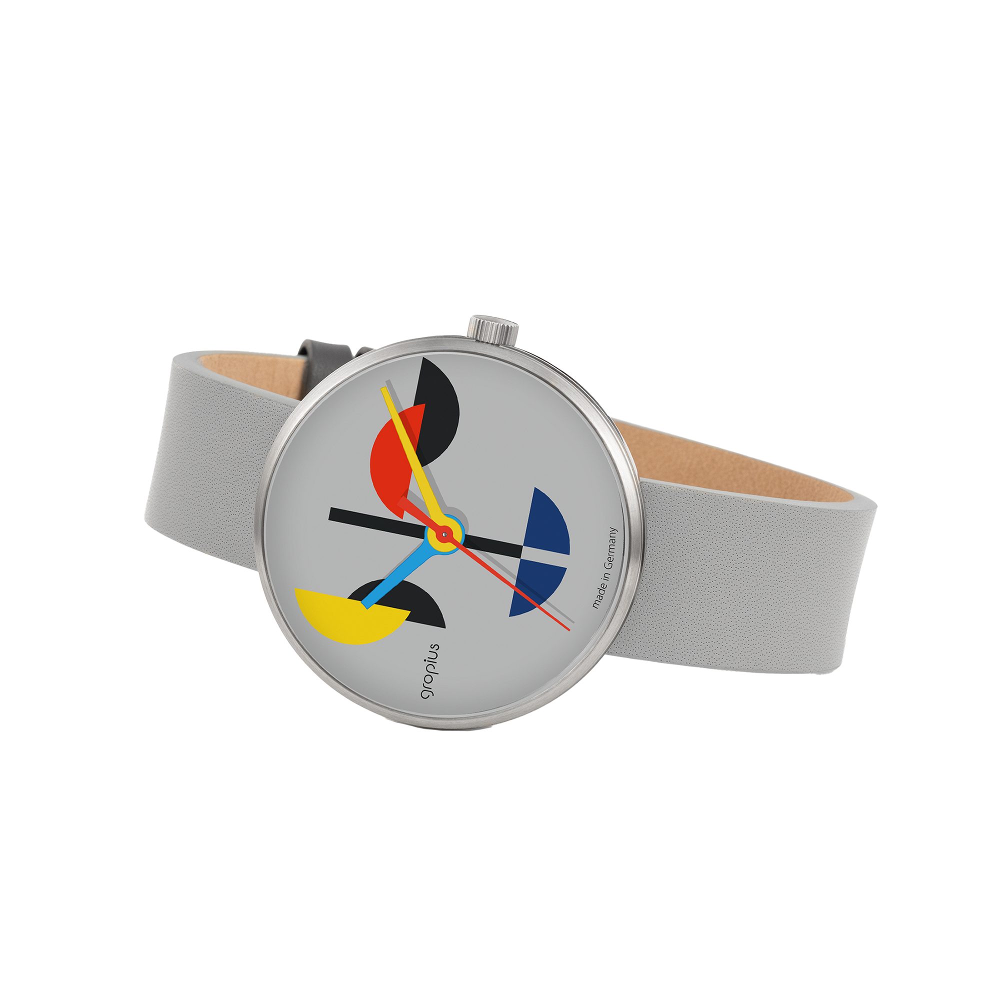 Walter Gropius Quarzuhr Made in Germany, Saphirglas, Forum Triade der Sinne - WG 019-01, Designeruhr, Lederarmband mit Easy-Release System, Edelstahlgehäuse