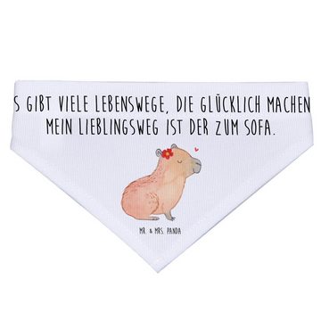 Mr. & Mrs. Panda Hundefliege Capybara Blume - Weiß - Geschenk, Tuch, Gute Laune, Halstuch, Tiermot, Polyester