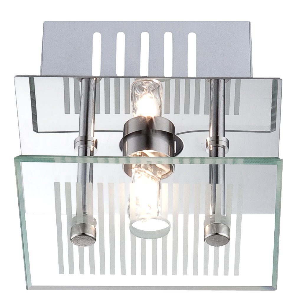 etc-shop Leuchtmittel Wohn LED Chrom Wandleuchte, Zimmer Lampe Beleuchtung inklusive, Strahler Wand Glas Ess nicht Leuchte