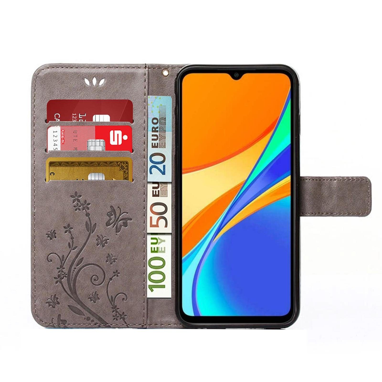 Numerva Handyhülle Bookstyle Flower für Xiaomi Redmi 9C / 9C NFC, Handy Tasche Schutzhülle Klapphülle Flip Cover mit Blumenmuster