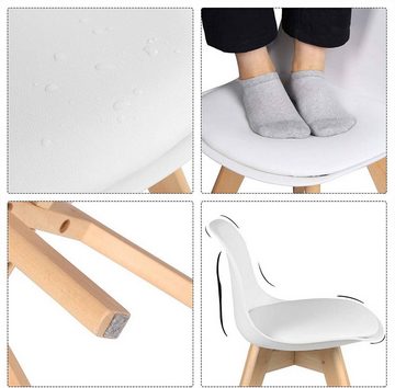 Woltu Stuhl, Kinderstuhl mit Holzbeinen Sitzhöhe 33cm mit Rückenlehne, Weiß