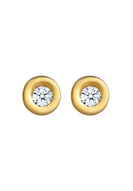 Elli DIAMONDS Paar Ohrstecker Klassisch Solitär Diamant (0.12 ct) 585 Gelbgold