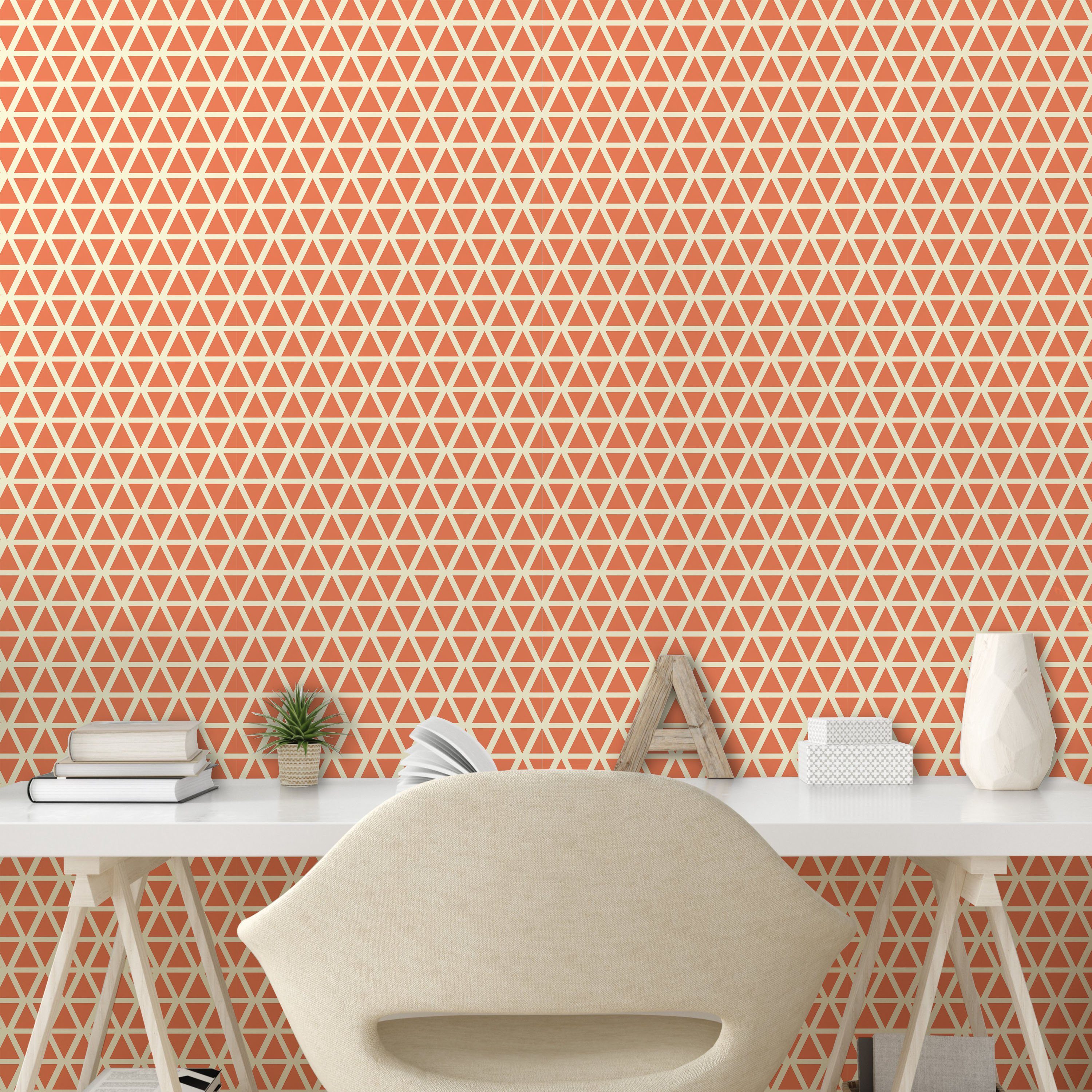 Abakuhaus Vinyltapete selbstklebendes Wohnzimmer Weiche Groovy Orange Triangles Küchenakzent