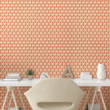 Abakuhaus Vinyltapete selbstklebendes Wohnzimmer Küchenakzent, Orange Groovy Weiche Triangles