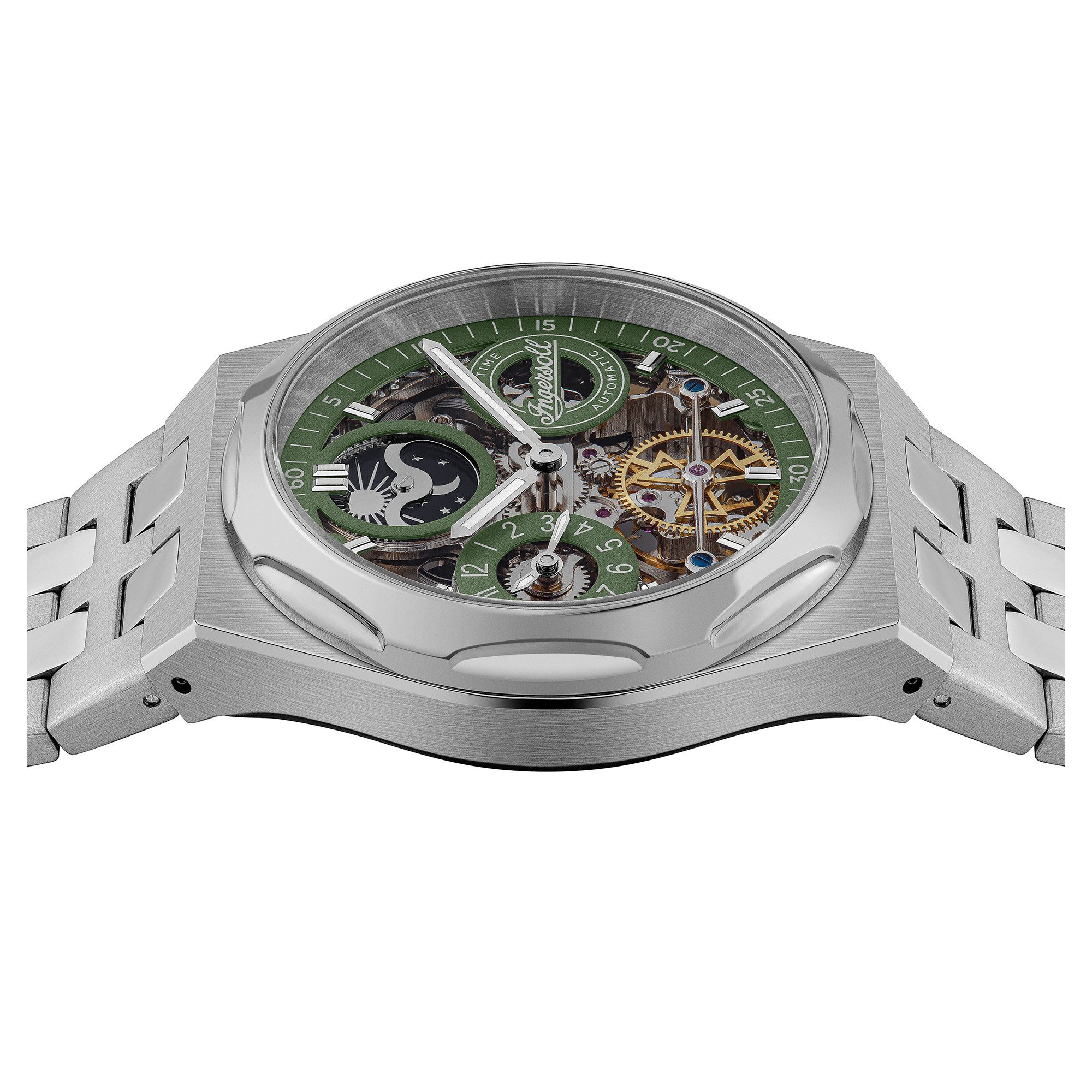 Ingersoll Automatikuhr The Broadway I12905, Armbanduhr, Herrenuhr, Mechanische Uhr, Edelstahlarmband, analog