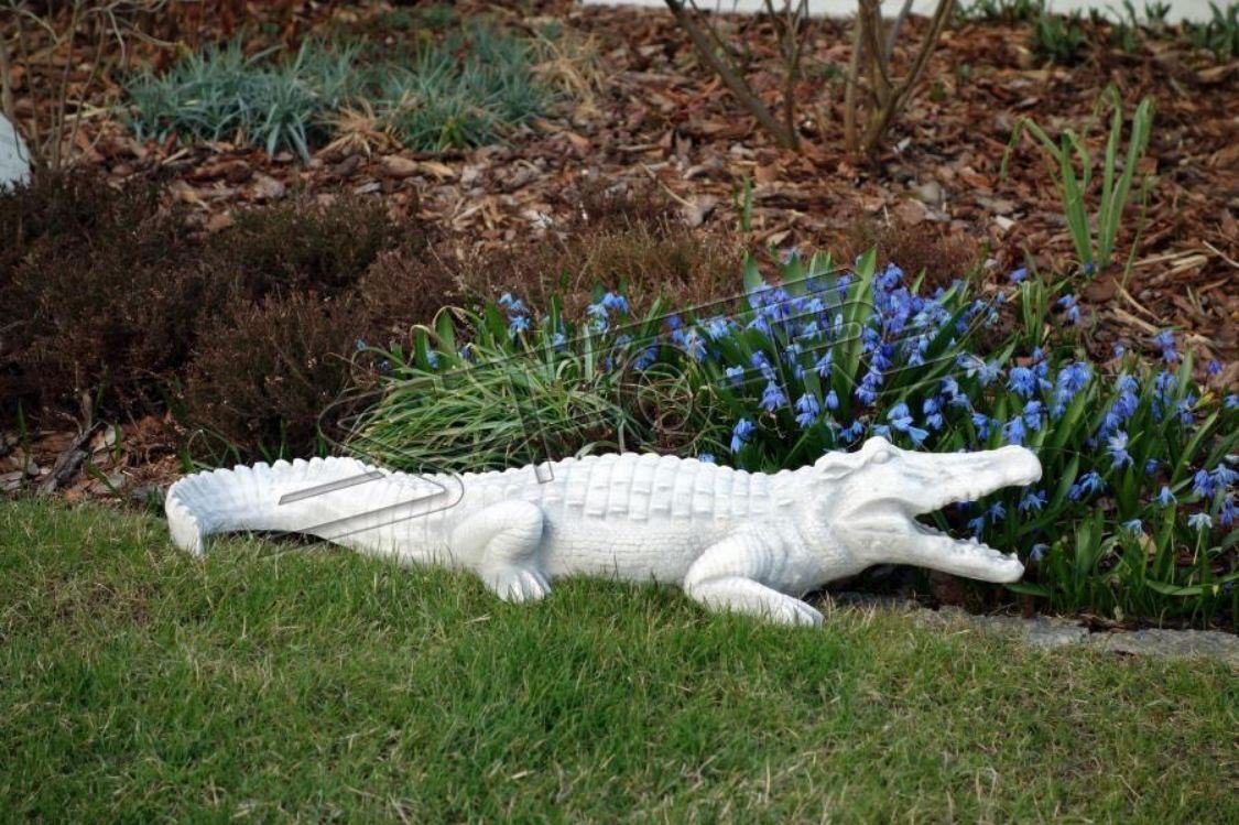 JVmoebel Skulptur Garten Dekoration Krokodil Terrasse Stein Figuren Figur Statue