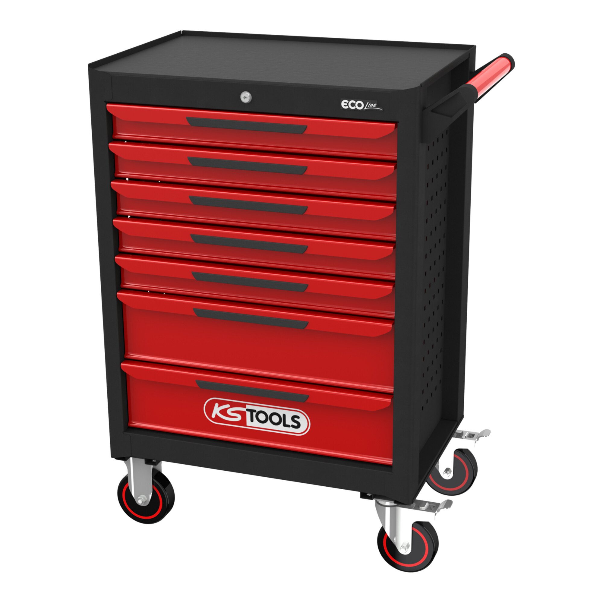 KS Tools Werkstattwagen KS Tools ECOline SCHWARZ/ROT Werkstattwagen mit 7 Schubladen