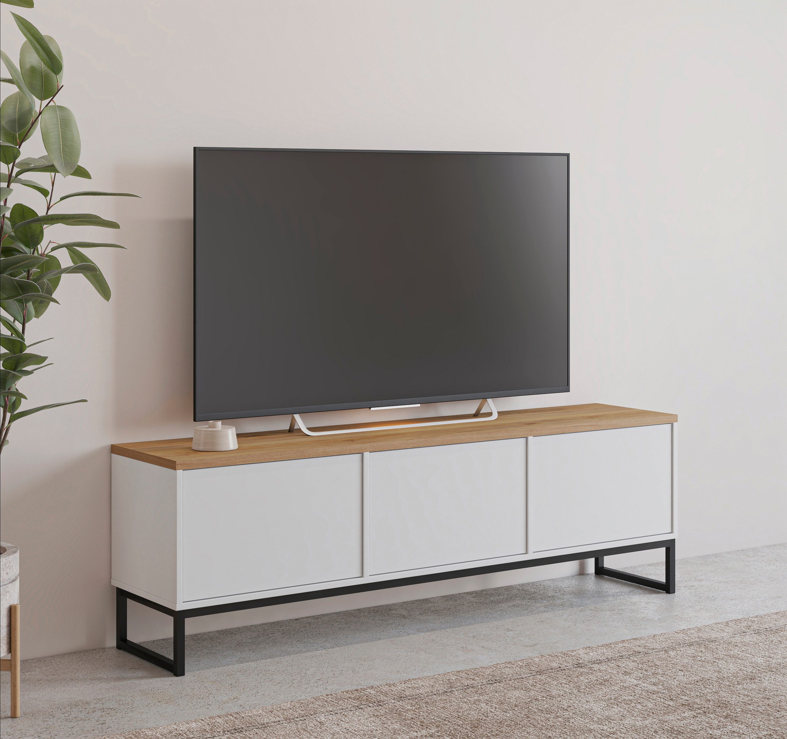 Home affaire Lowboard Alto, Breite 157 cm, TV-Board mit 3 Klappen, push-to-open, TV-Kommode mit viel Stauraum, push-to-open-Funktion, …
