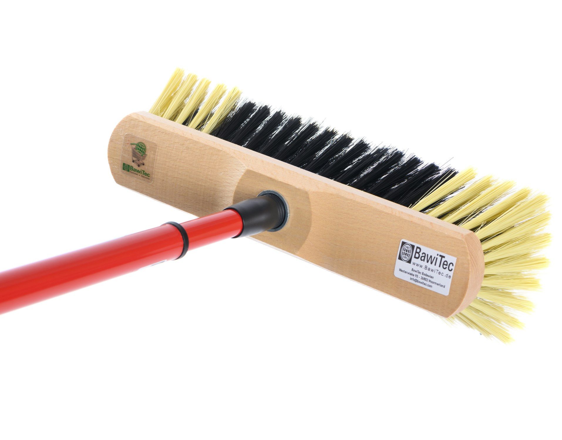 BawiTec Abziehbesen Qualitäts Zimmerbesen mit Teleskopstiel Besen mit Stiel, Fliesen, Laminat, Vinylböden, Parkettböden, PVC-Böden, Holzböden, Keramik, weiche Borsten, Teleskopstiel