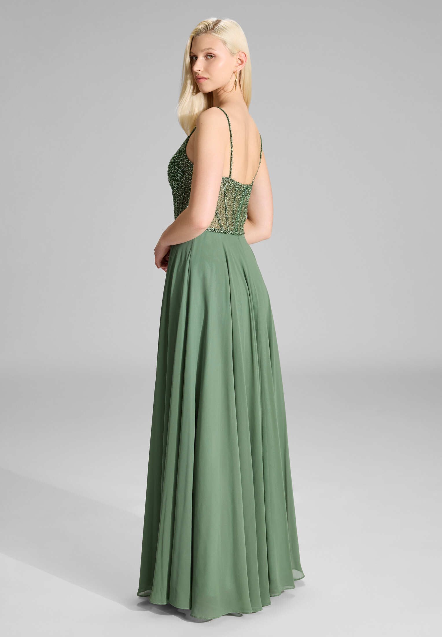 Hey Kyla Abendkleid - Chiffonkleid mit besticktem Top Taillierter Schnitt m günstig online kaufen