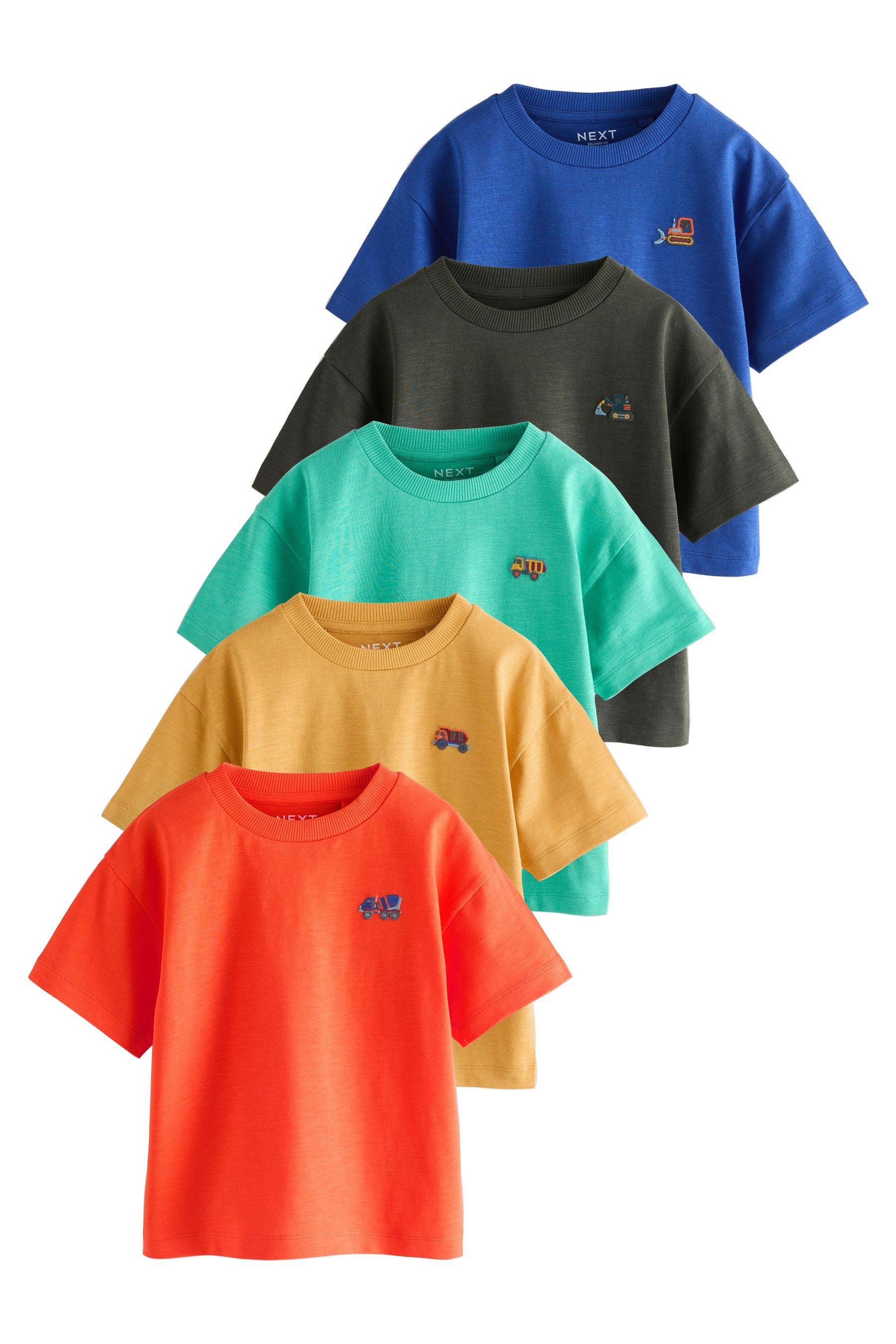T-Shirt Kurzärmelige schlichte T-Shirts im 5er-Pack