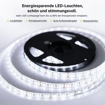 SONNI Badspiegel LED Badspiegel Beschlagfrei Badezimmer Lichtspiegel 80 x 60 cm Spiegel, Kometikspiegel mit Beleuchtung Touchschalter mit Rasierersteckdose Bad